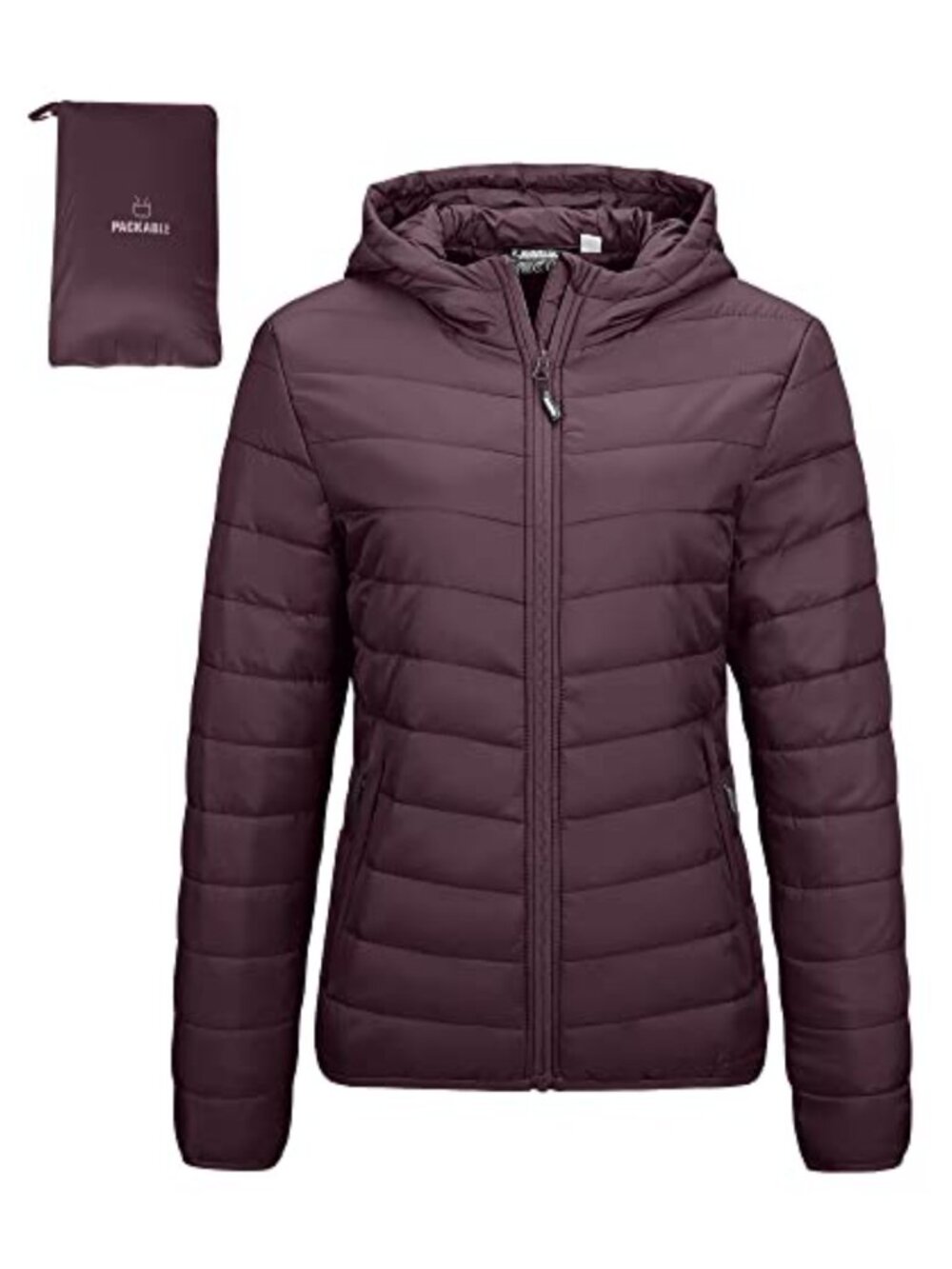 Women's Packable Lightweight Full-Zip Puffer Jacket Hood Quilted Winter Coat